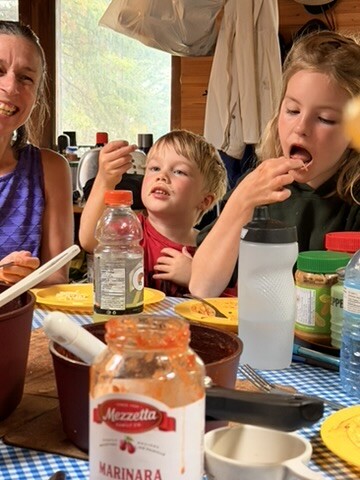 Family gathered around the table for Sarah's birthday dinner