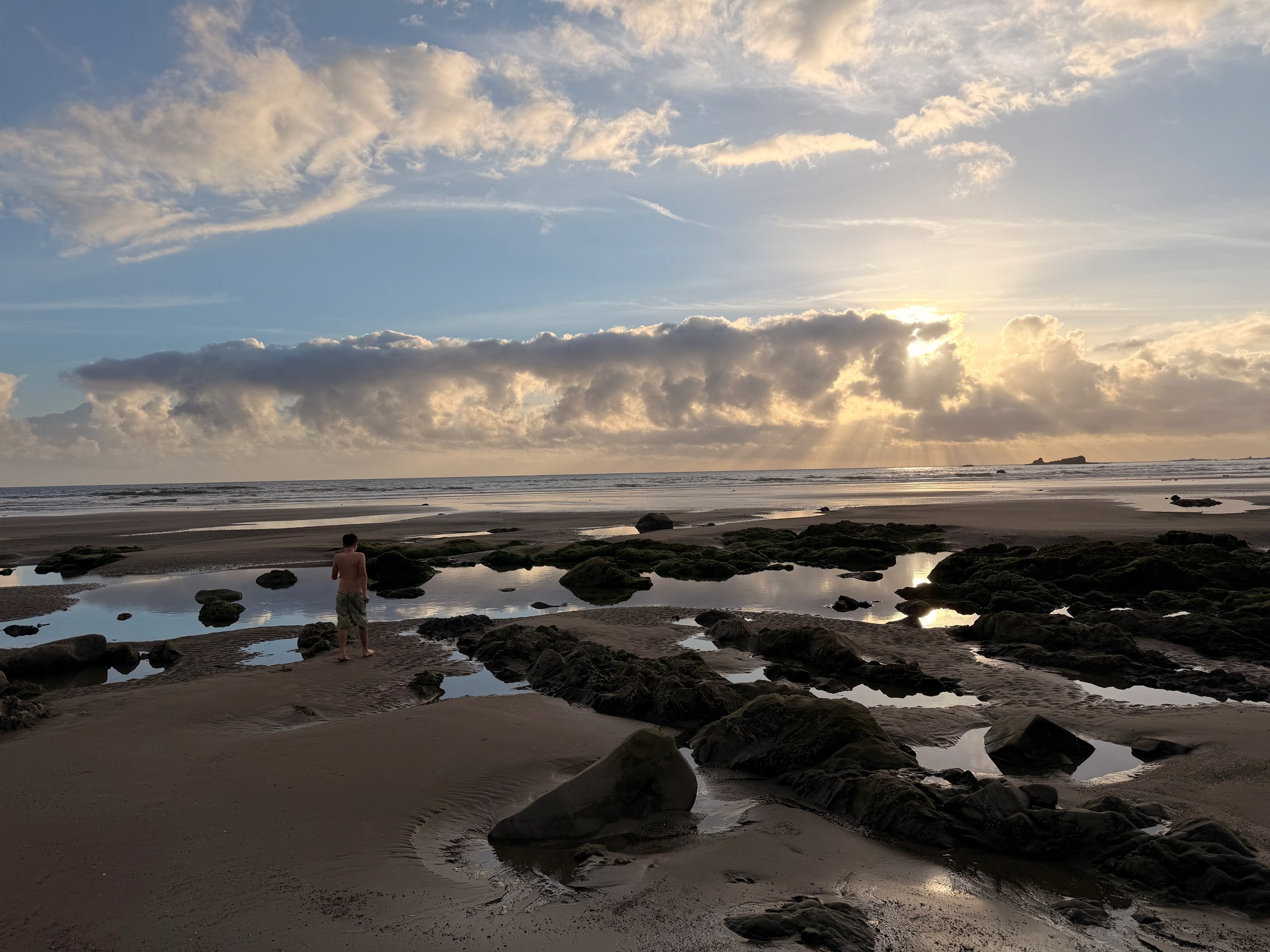 Sunset light over the tide pools at South Sand Point